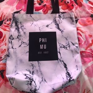 Phi Mu marble tote bag